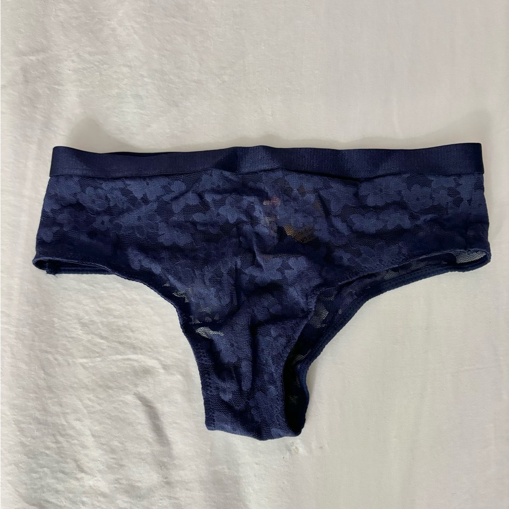 VS PINK Navy Blue Lace Cheekster Panty